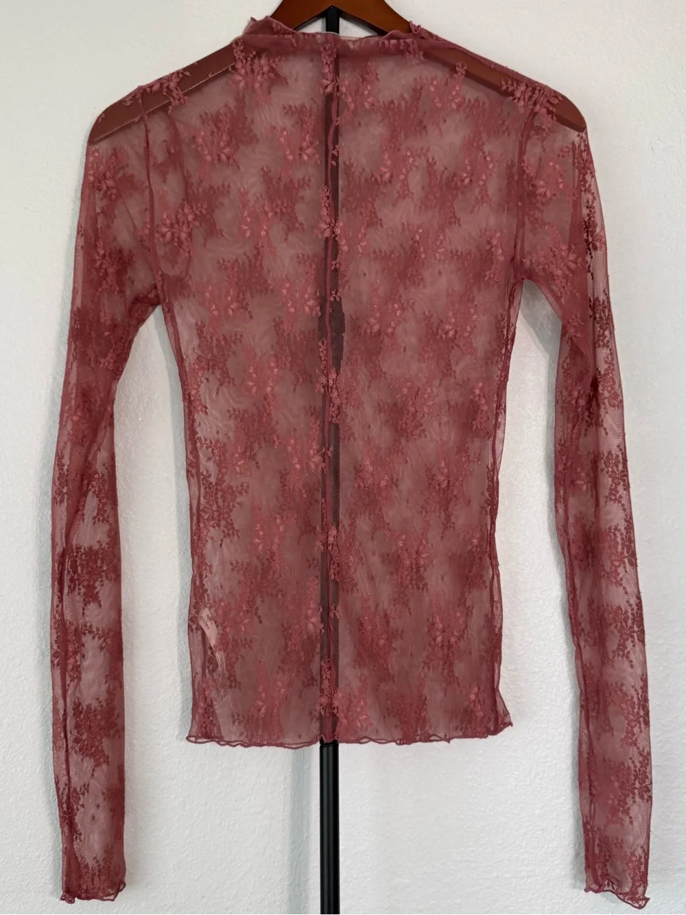 Free People Lady Lux Printed Layering Top Fawn Combo Long Sleeve Women Size S